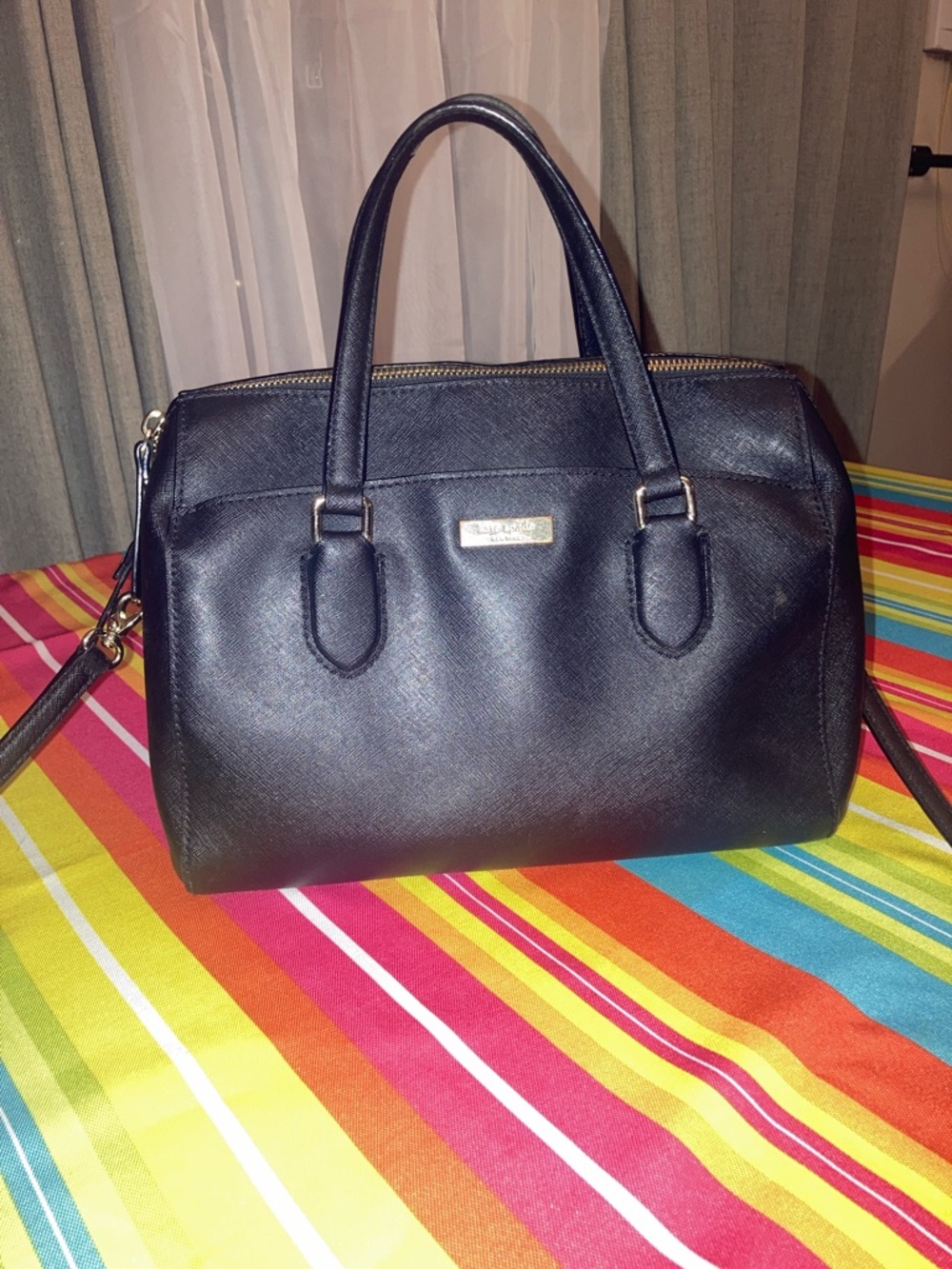 Genuine Kate Spade Laurel Way  Black Saffiano Leather Satchel with Gold Hardware - Picture 6 of 16